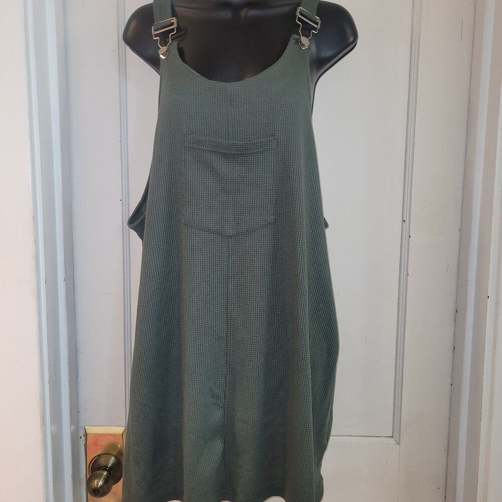 Green waffle Stitch overall mini dress Emery Rose 3XL